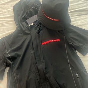 Authentic Prada bucket hat and Windbreaker